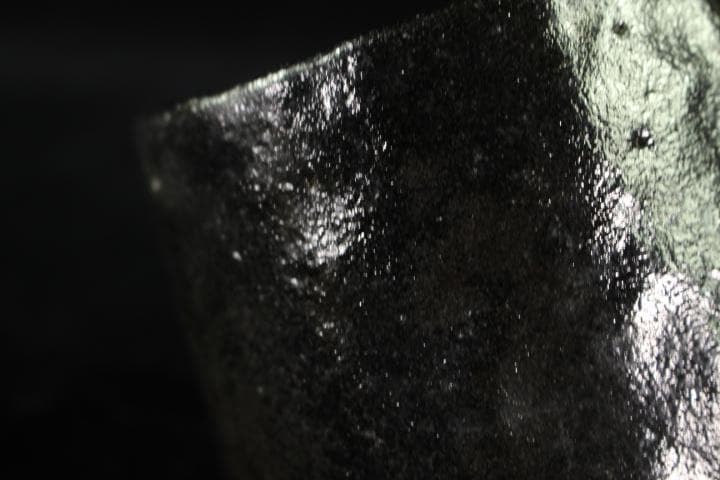 楽吉左衛門　十代　旦入　黒筒茶碗　共箱／楽吉左衛門　十一代　慶入極め・花押