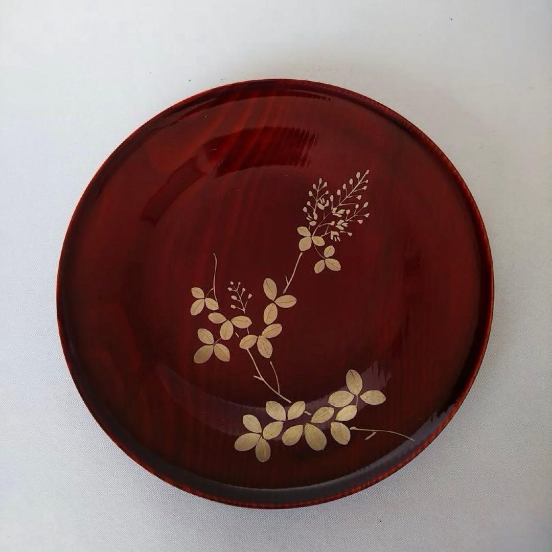 春慶塗食籠と銘々皿★蒔絵★ 菓子器 花模様