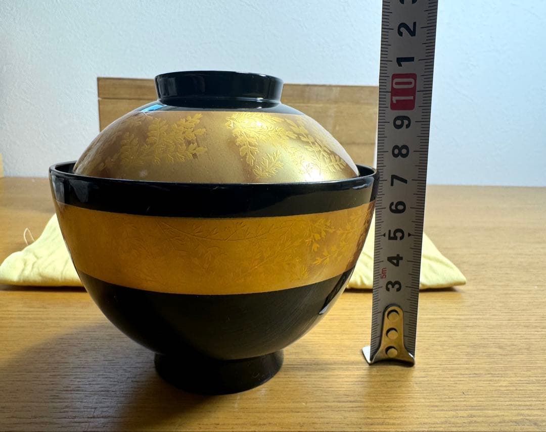 561本漆仕上　蓋付御吸物椀　己造作　五客組　未使用品　共箱