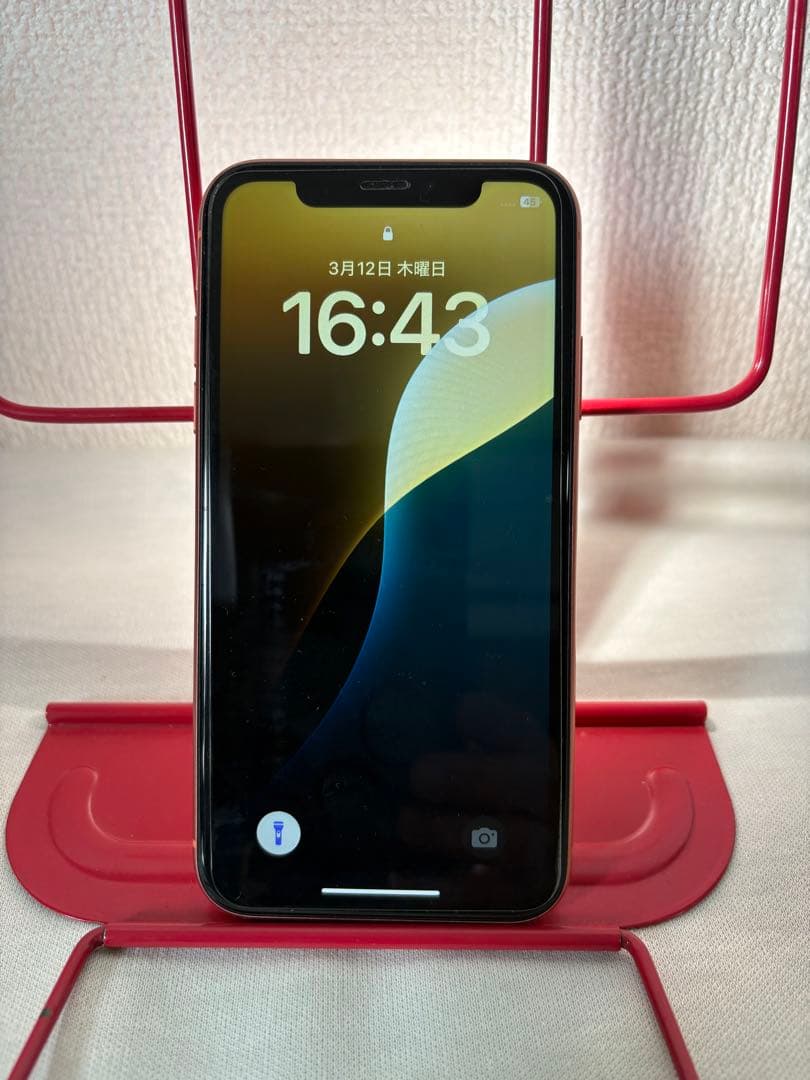 iPhone XR コーラル 64G 88％ 充電ケーブル・保護フィルム付き