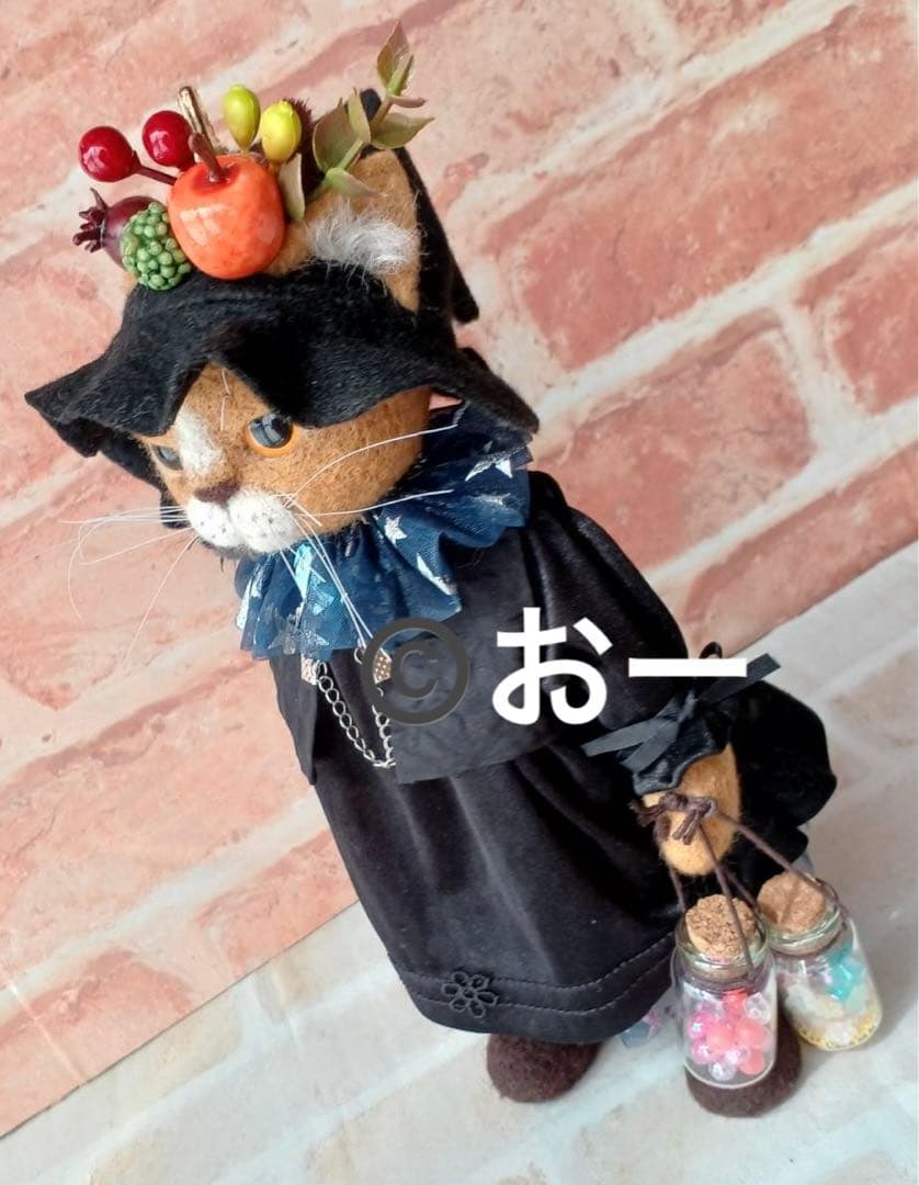 ハンドメイド★羊毛フェルト　ハロウィン　猫　仮装　魔女　デビル