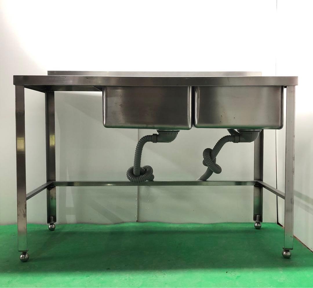 ☆地域限定送料無料☆工場整備品☆ニ槽シンク　台付　幅1200 ステンレス　業務用