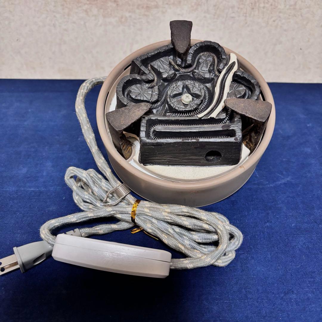 未使用//金森紹栄造/風炉/茶釜/電熱器/唐銅鬼面風炉/電熱器/敷板/茶道具