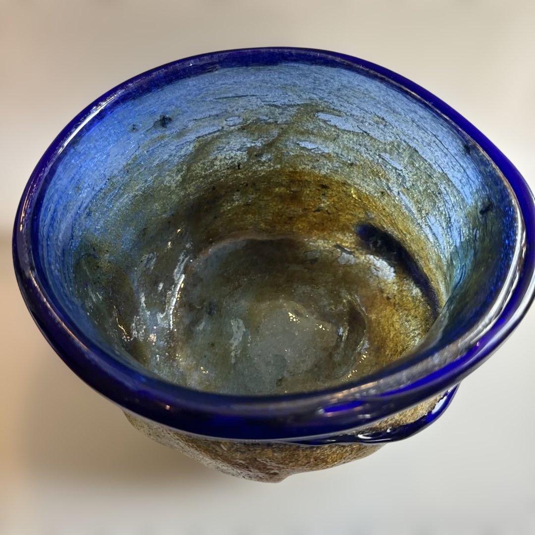稲嶺盛吉.茶泡ガラス.深鉢.刻印無し