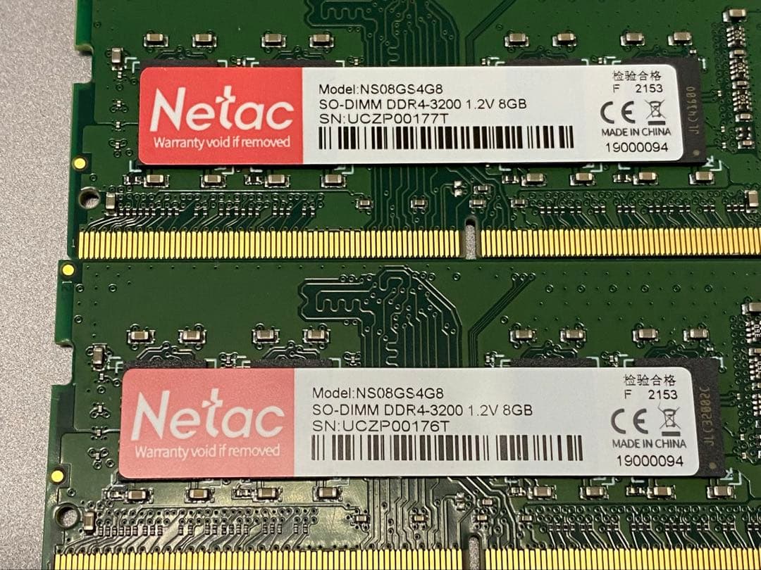 メモリー Netac SO-DIMM DDR4-3200 16GB (8GBx2)