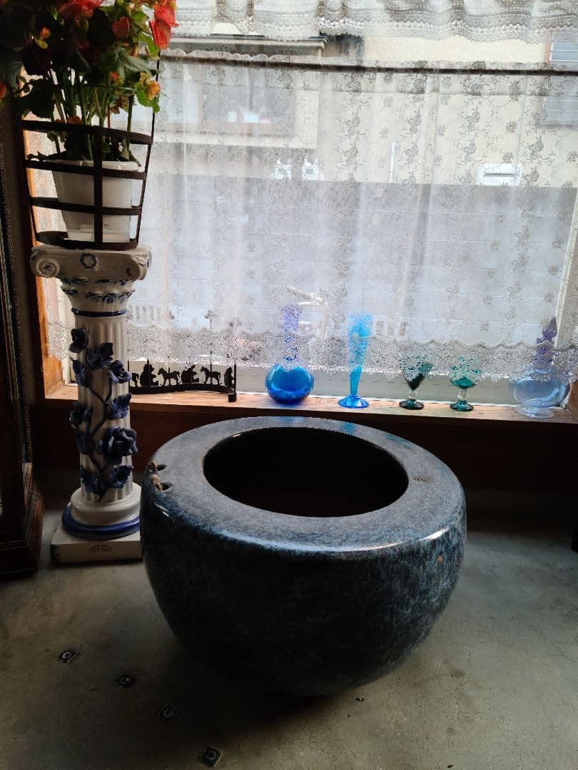 希少【昭和レトロ】大きな火鉢 陶器 メダカ鉢 金魚鉢