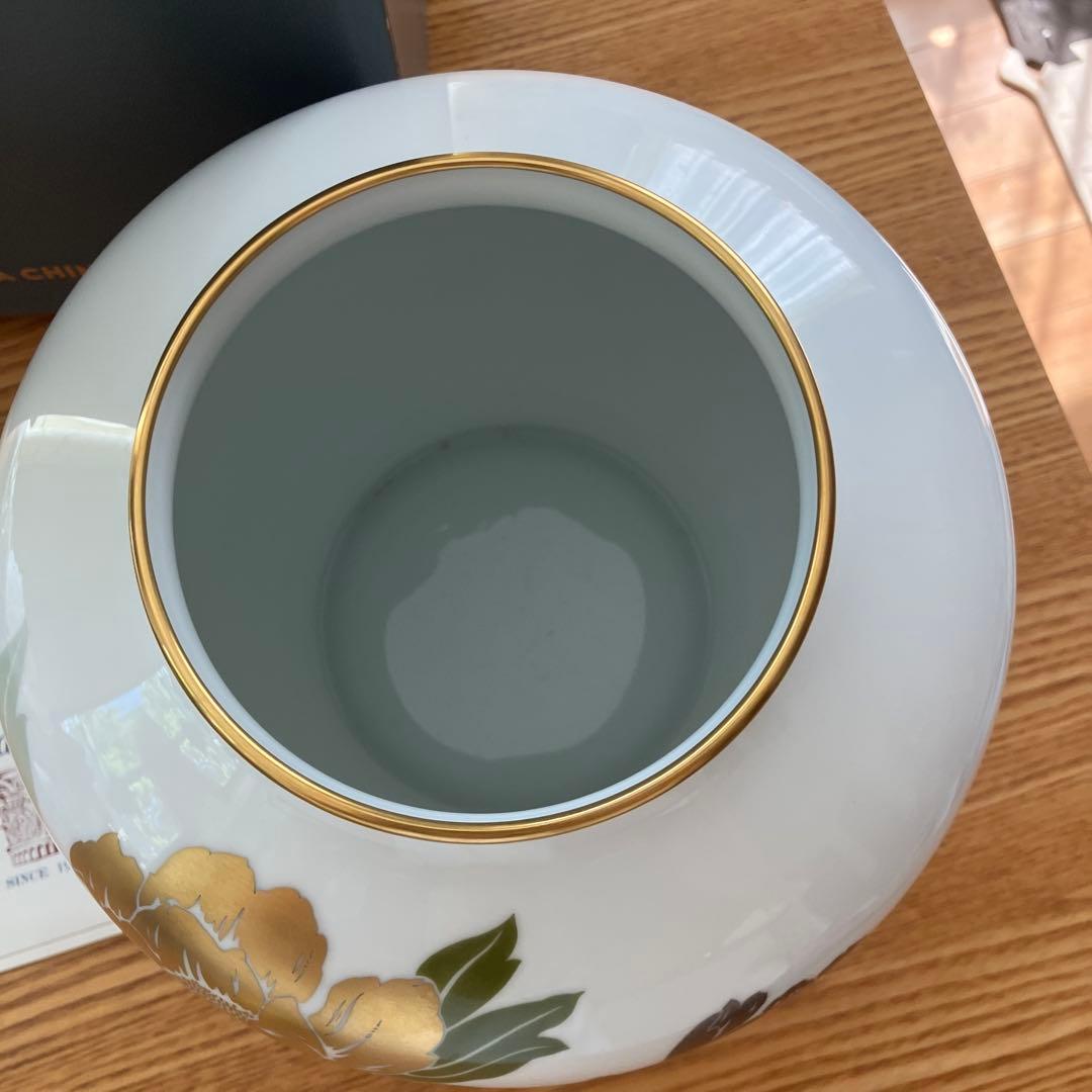 美品　大倉陶園花瓶　花器　箱あり OKURA CHINA 花瓶 丸型 金彩