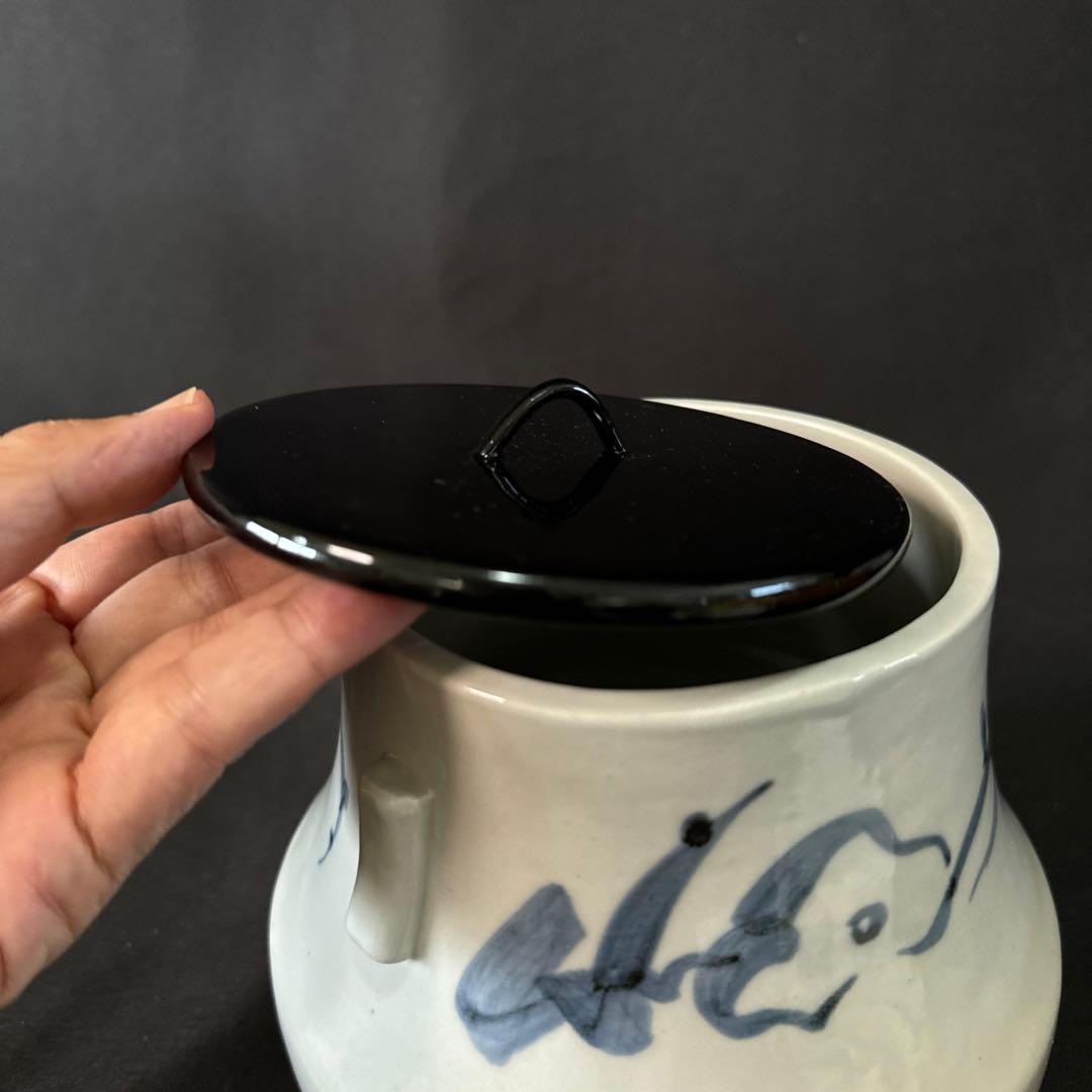 E775 送料無料 水指　くらわんか紋　吉向松月　茶道具　茶室　茶道