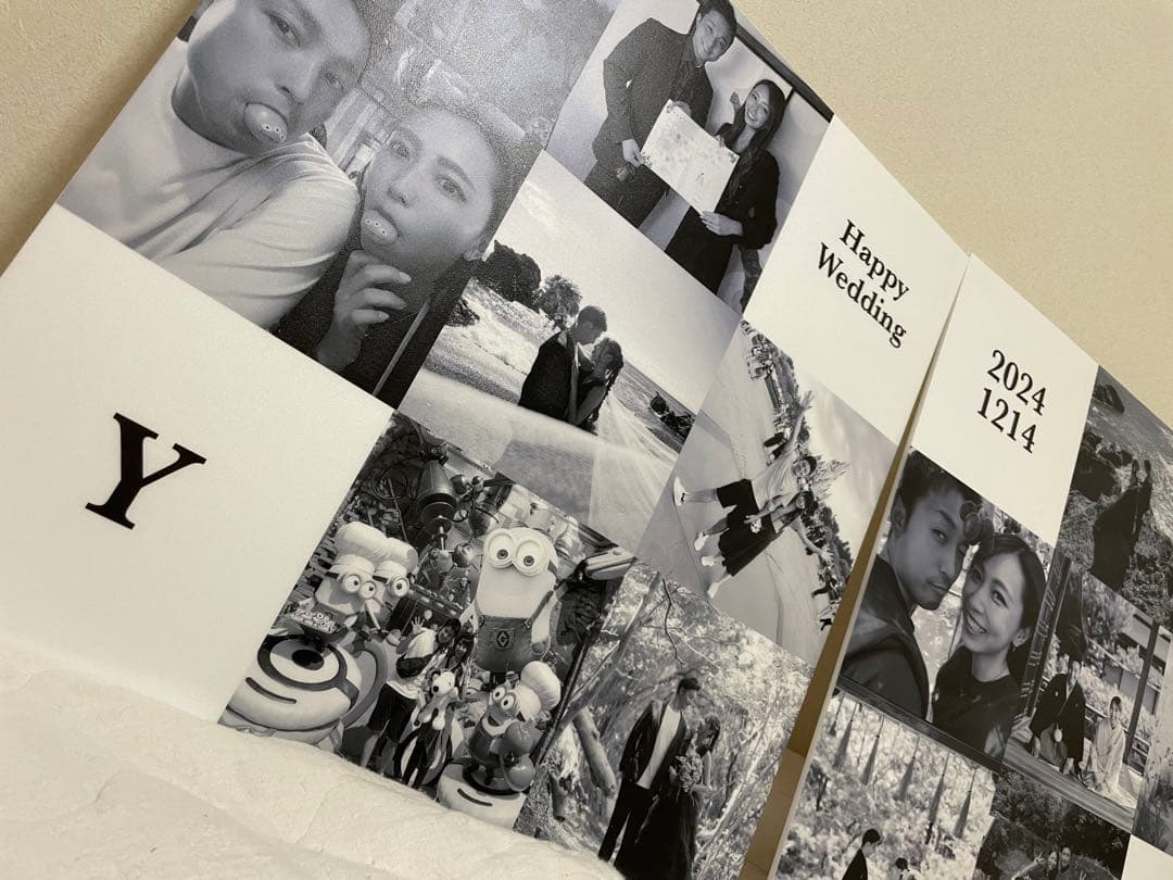 フォトパネル 写真パネル 結婚式 ウェルカムスペース 名前入り 誕生日 モノクロ