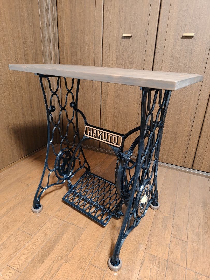ハクトウ　アンティークミシン　ミシン脚　ハンドメイド　テーブル　ミシン台　ミシン