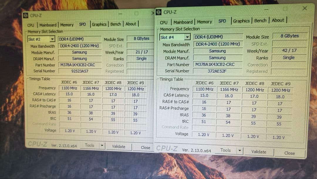 DDR4 8GBx2枚 16GB pc4-2400 動作確認済み ⑳