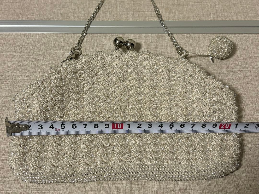新品 未使用 kinaka キナカ ガラスビーズ がま口 ミニ ショルダーバッグ
