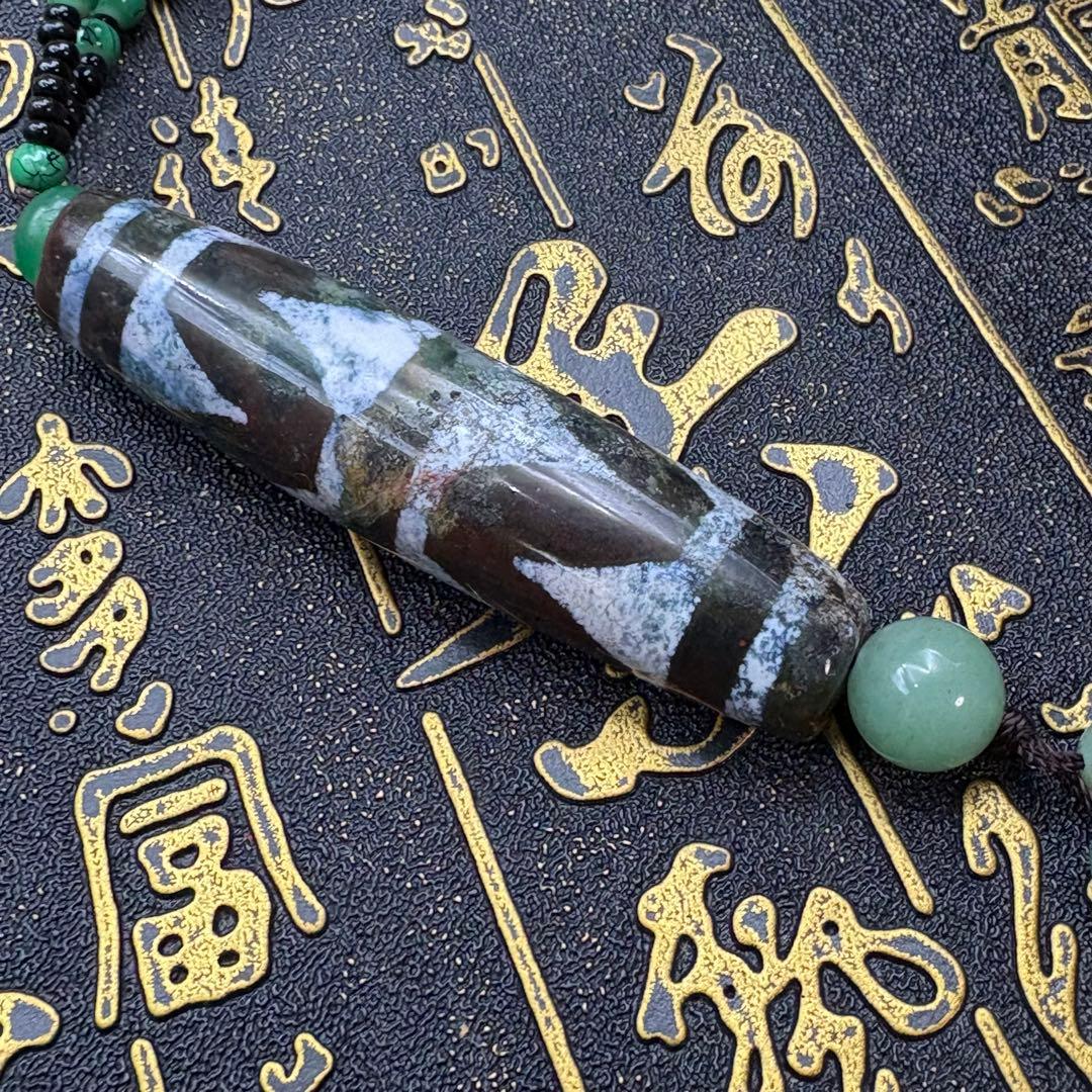 紅朱砂 ダブル虎牙天珠 四線虎牙 ネックレス