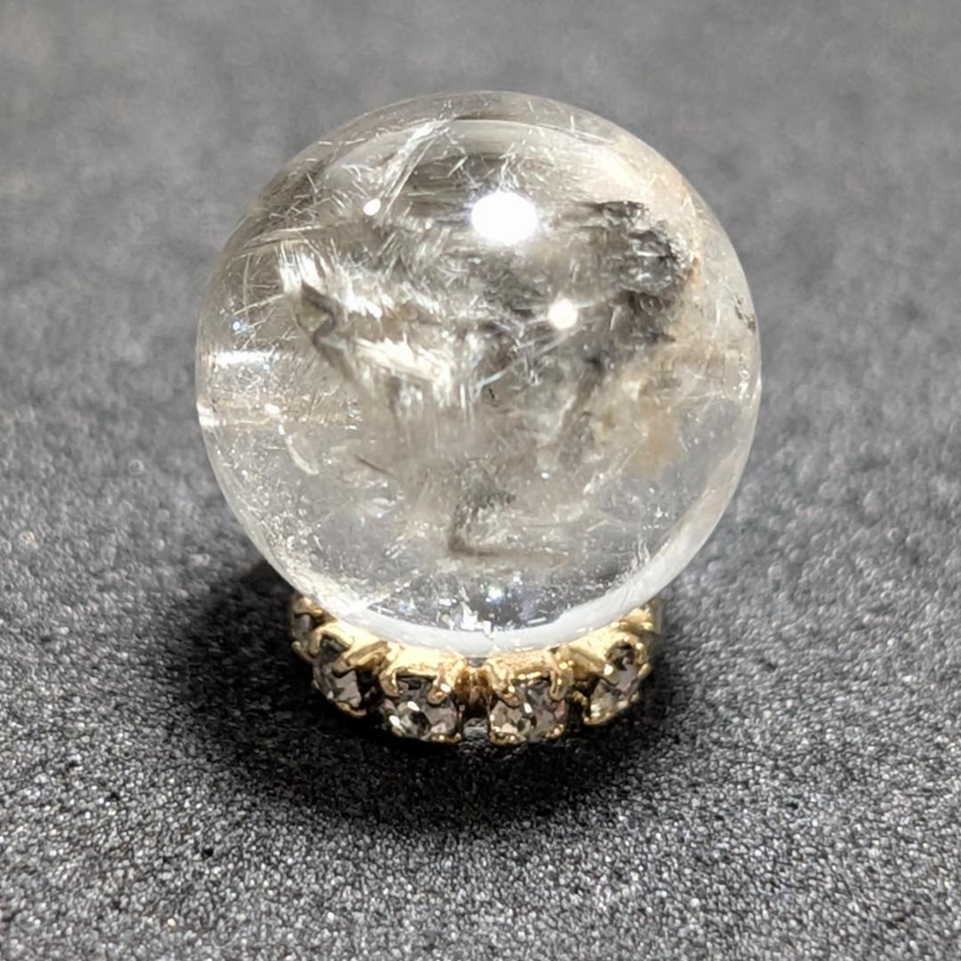 【鉱物の宝箱】プラチナルチルクォーツ 一点物 11ミリ 粒売り 貫通穴あり