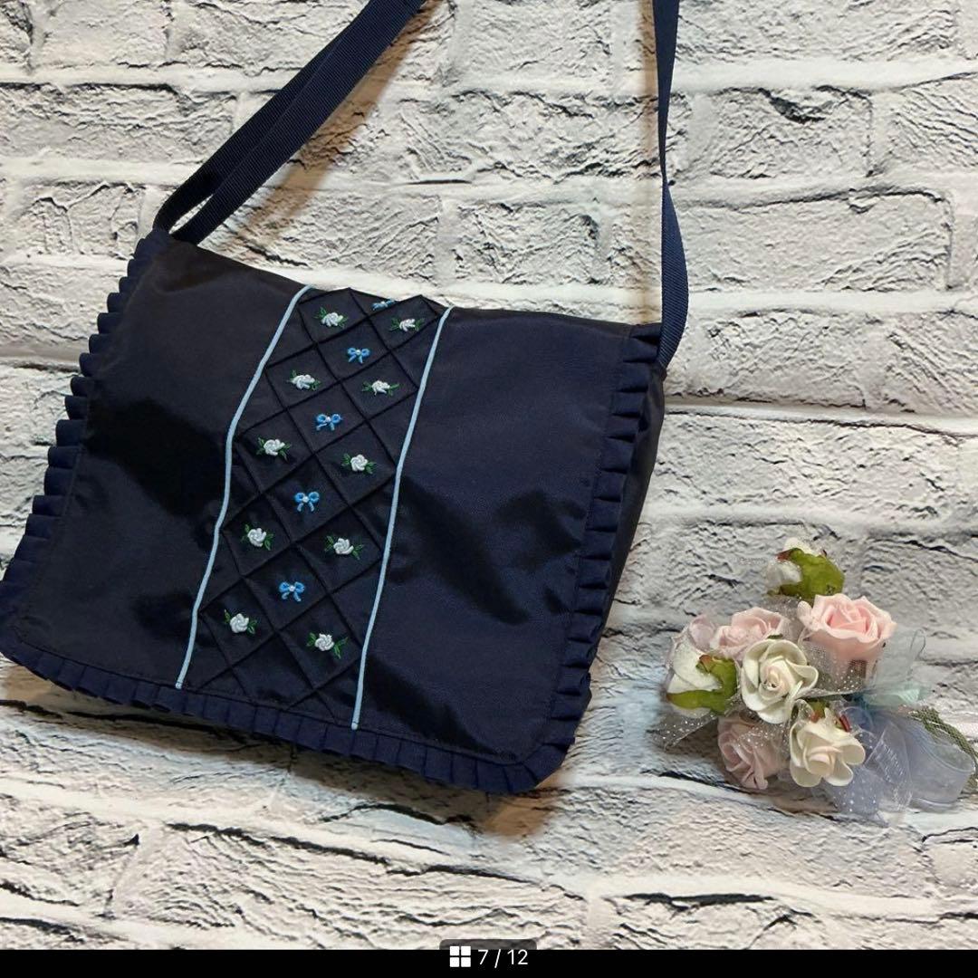 通学　通園　ショルダーバッグ　ハンドメイド　刺繍　ランチバッグ　私立小学校