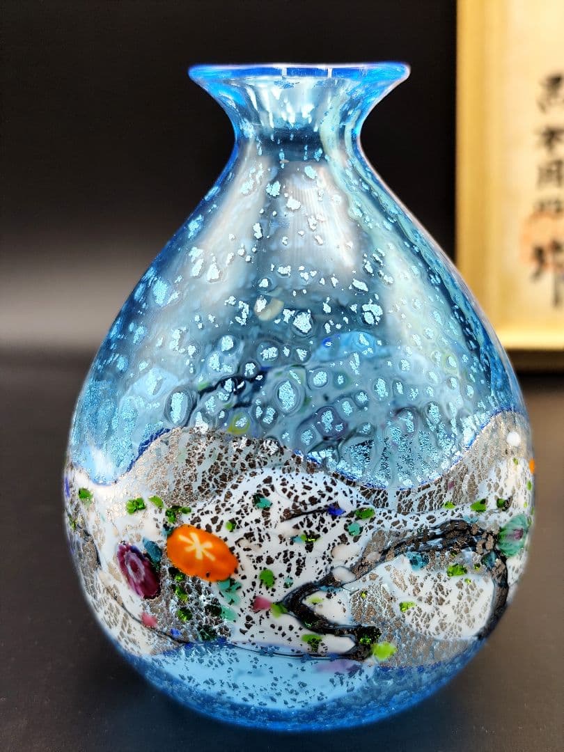 未使用美品☆黒木国昭 プラチナ象嵌 光琳 酒器セット（切子 江戸切子 薩摩切子）