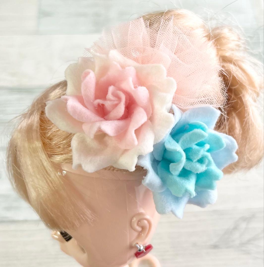 【ハンドメイド】お振袖とつまみ細工等の簪（5本）セット#ブライス#アイシードール