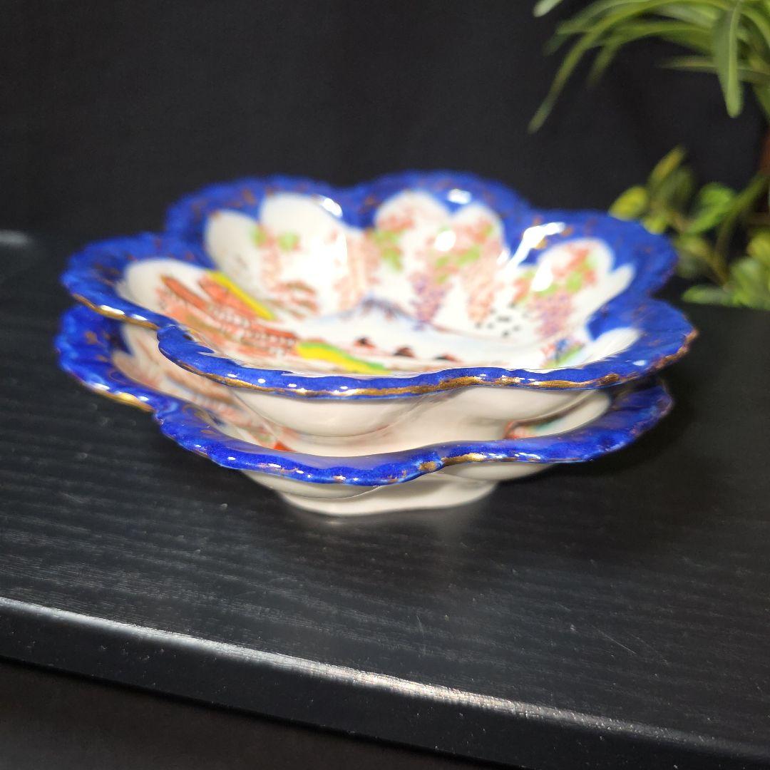 伊万里　骨董　人物図/芸者絵　デザート皿　浅鉢　小鉢　深皿　2枚