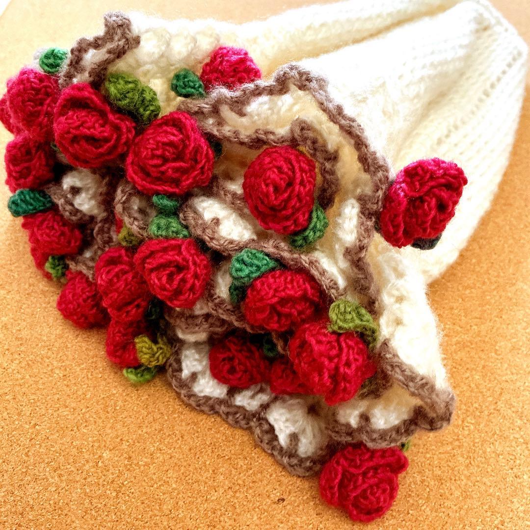 花束ブランケット ブーケブランケット フラワー 手編み ハンドメイド 79cm