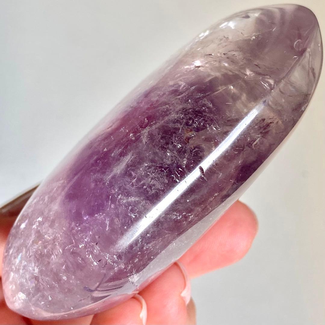 【 天然石 大きめ ファントム アメジスト 虹入り パーム 約179g 】握り石