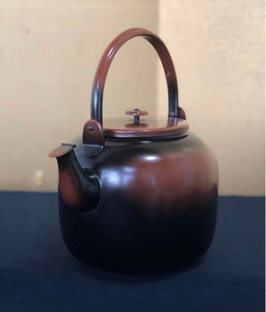 《R》茶道具 腰黒 御水注 薬缶 口蓋付 高級 元箱　260205く5