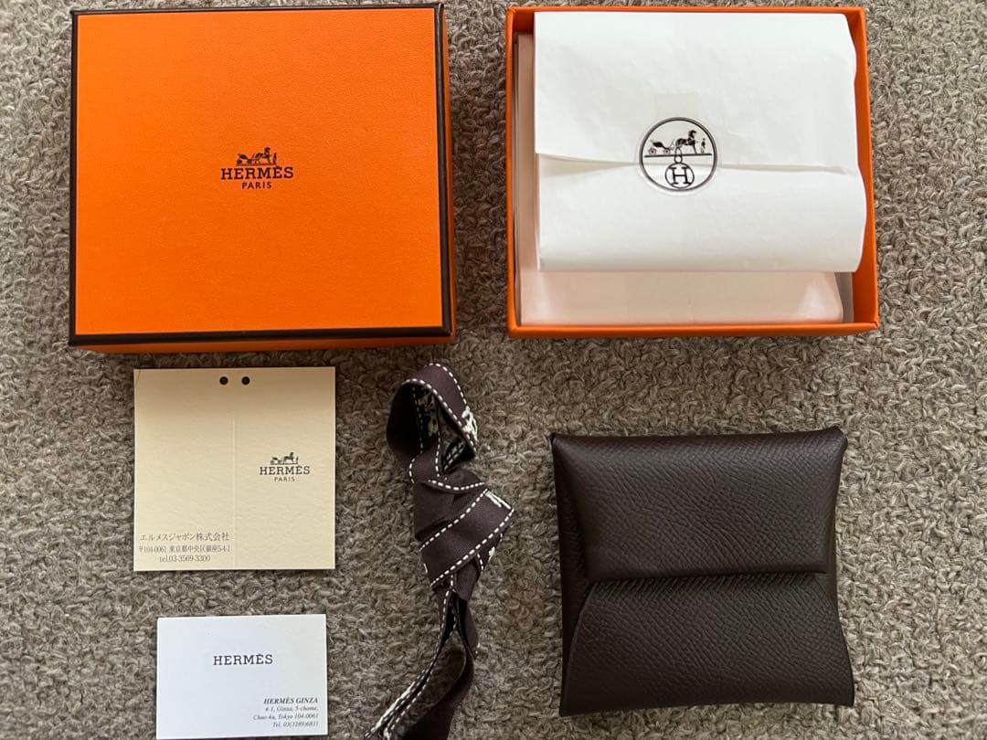 HERMES バスティア　ダークブラウン 小銭入れ