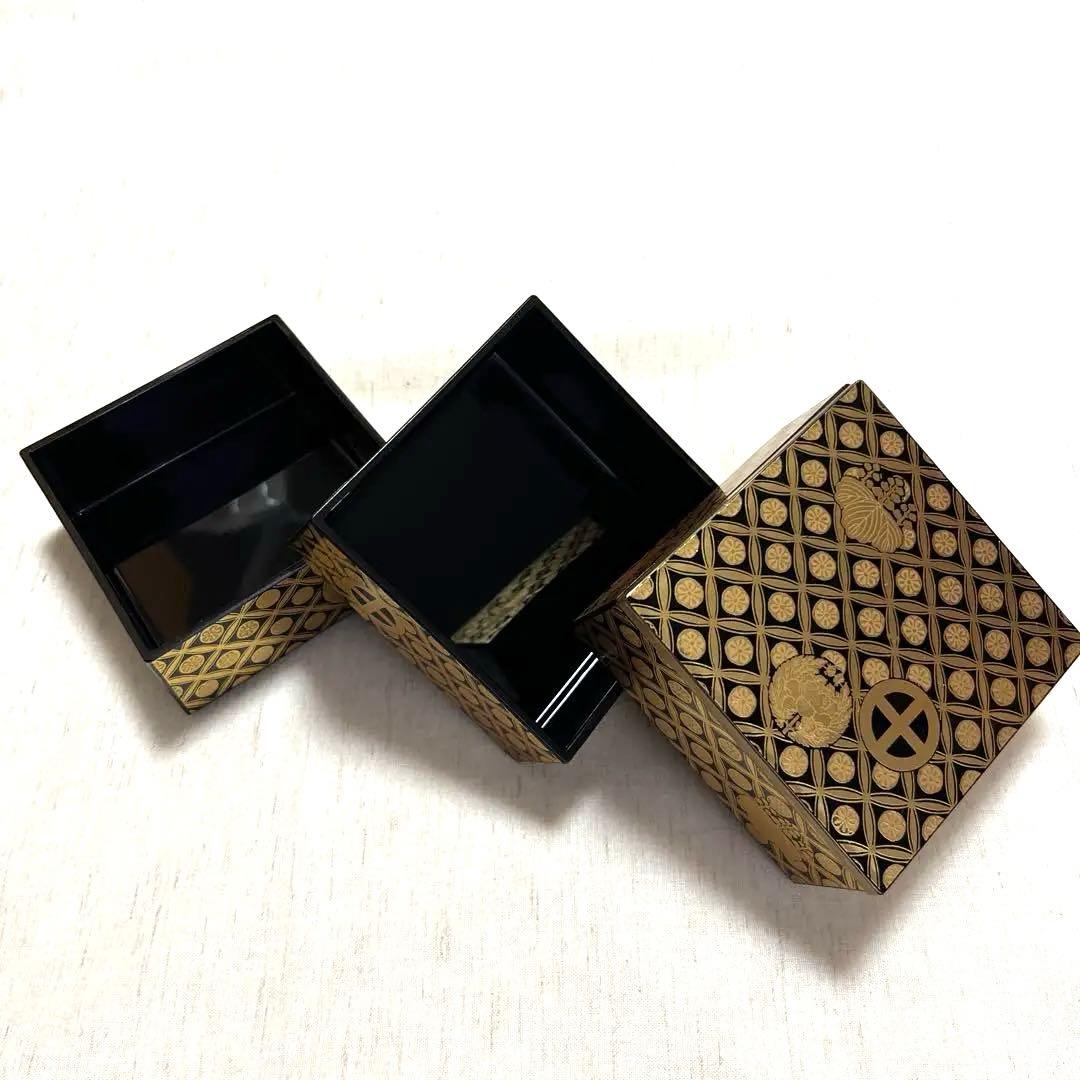再値下げしました！限定工芸品　丸十桐牡丹紋七宝繋蒔絵柄三段重