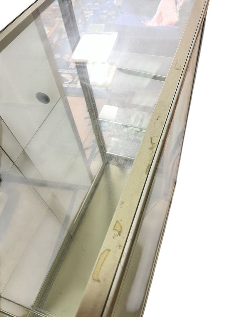 店舗用ガラスショーケース 120ガラスケース キャビネットホワイトキャスター付き