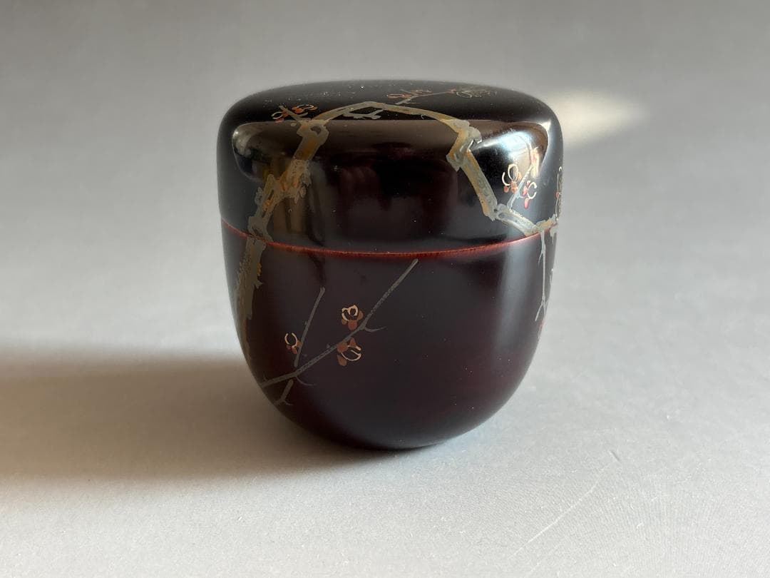 薄茶器　瑾斎作　梅蒔絵　中棗　茶道具