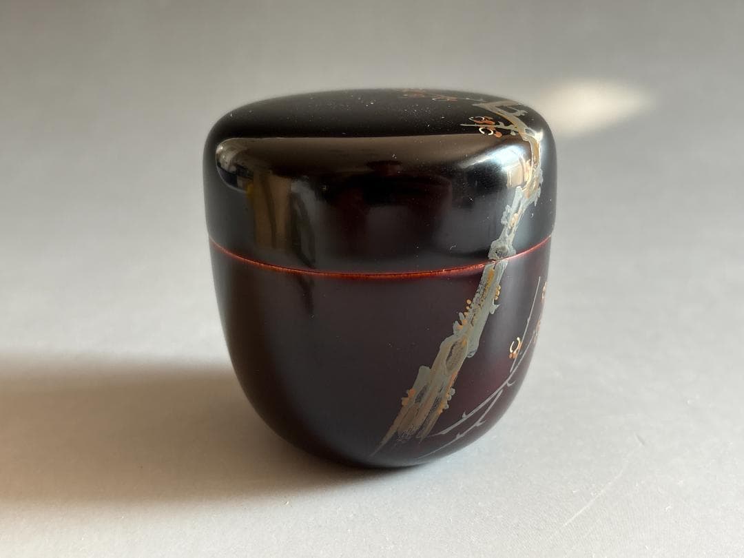 薄茶器　瑾斎作　梅蒔絵　中棗　茶道具