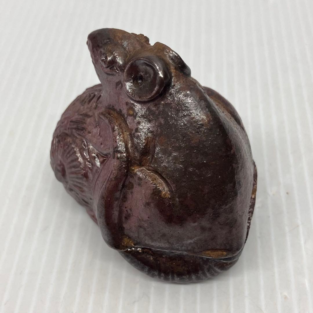 【名工】備前焼 木南知加選作 鼠（ねずみ）俵 香合 共箱 茶道具 干支