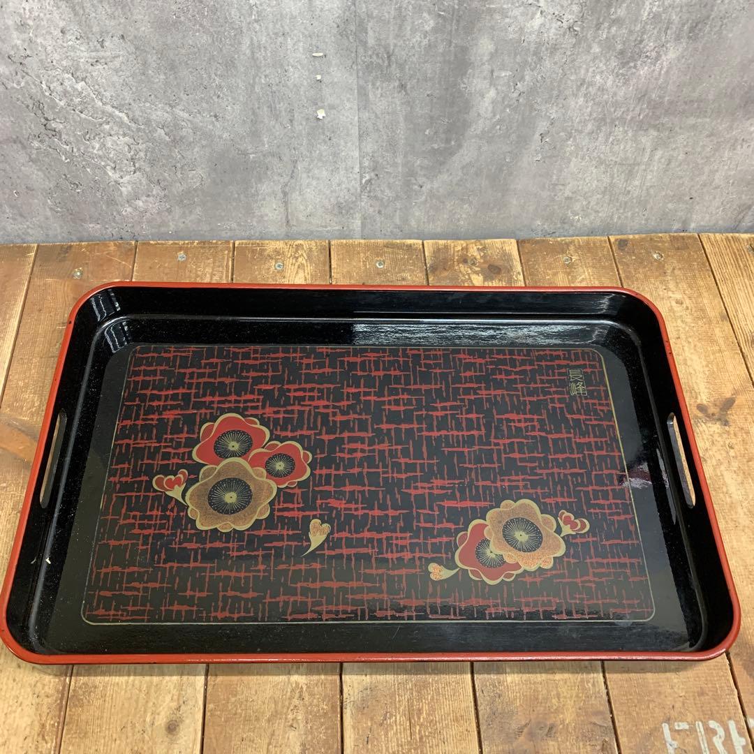 D-4 【極希少・美品】昭和レトロ 木製漆器 長手盆 お盆 記念品 紀州漆器（山