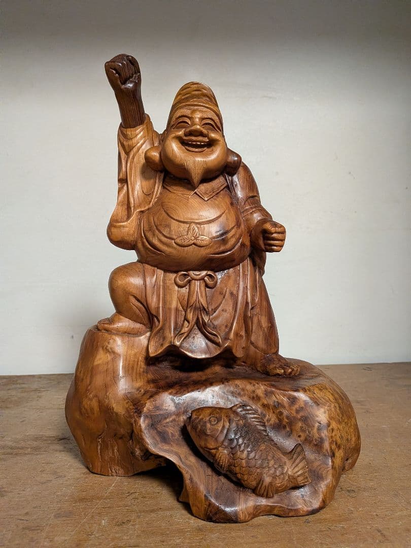 大黒天様と恵比寿様　木彫り　置物　骨董　縁起物