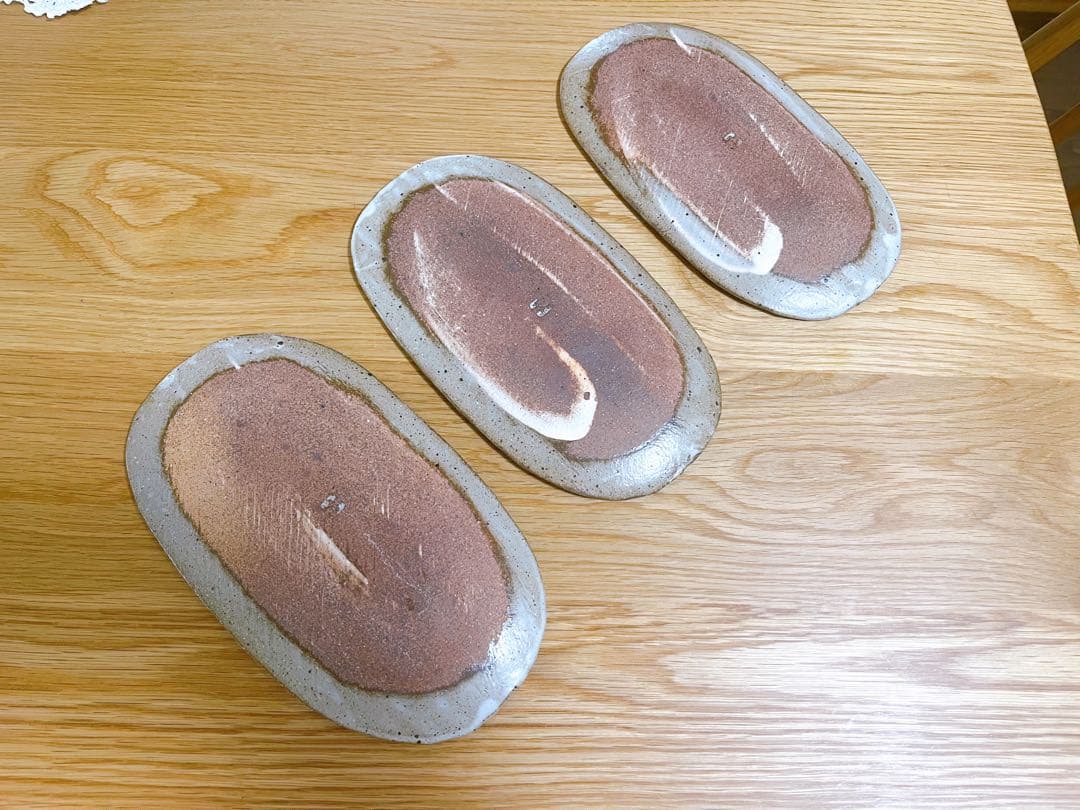 和食器 皿 陶器　信楽焼　３枚セット　まとめ売り　自然　素朴　たたら皿　楕円