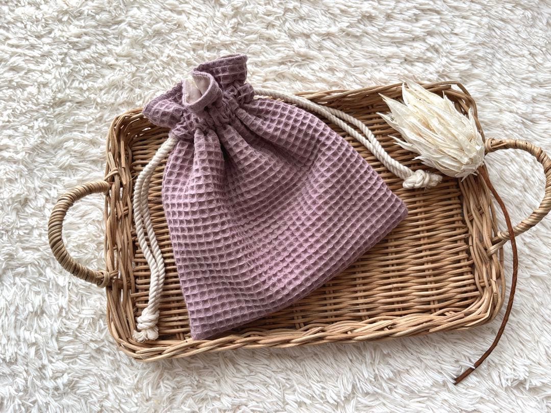 専用✳︎SALE✳︎ハンドメイド✳︎ワッフル生地　くすみピンク　巾着　コップ袋などに♪