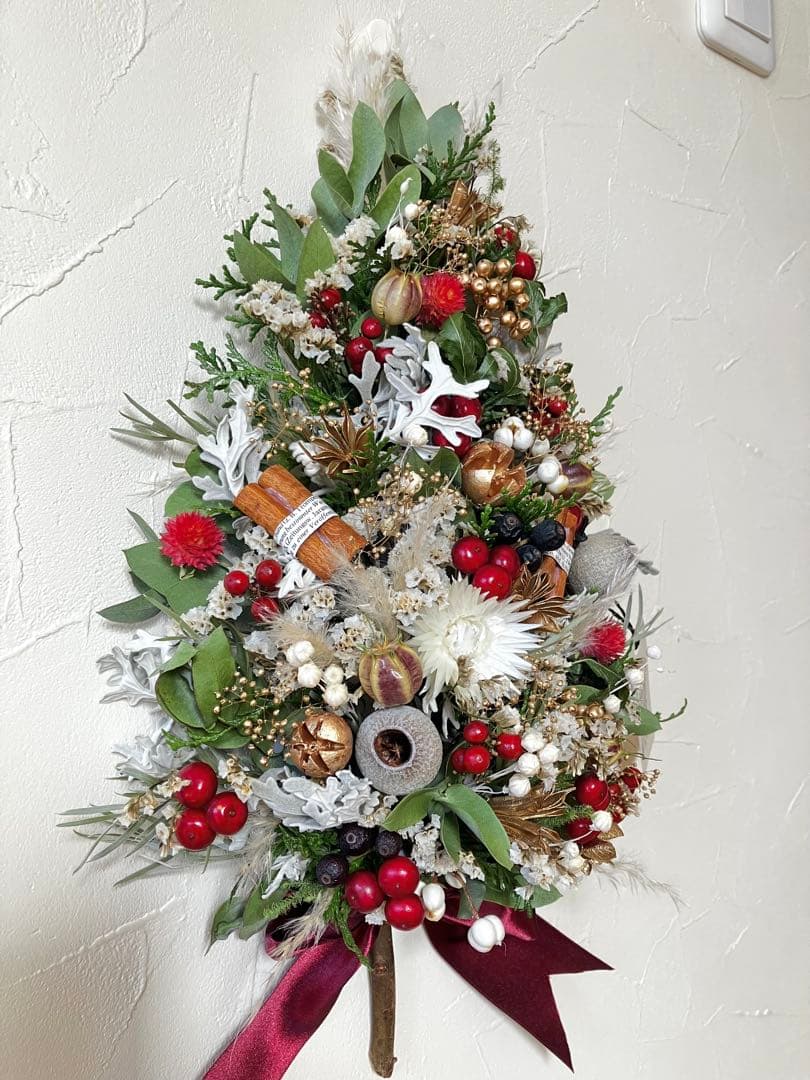 〜❇︎〜クリスマスツリー型壁掛けドライフラワー縦型アレンジ〜❇︎〜