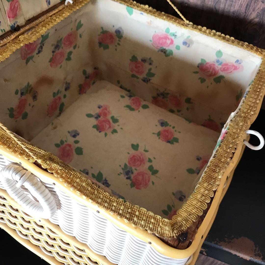 ビンテージ　裁縫箱　カゴ