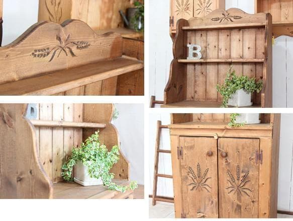 ハンドメイド　麦穂のカップボード　カントリー家具