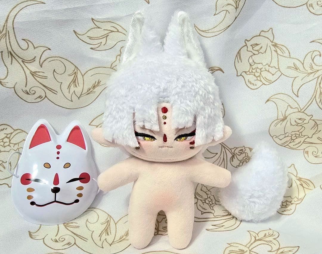 自作 無属性 ぬいぐるみ 骨入り 白狐くん 10cm ※難有り
