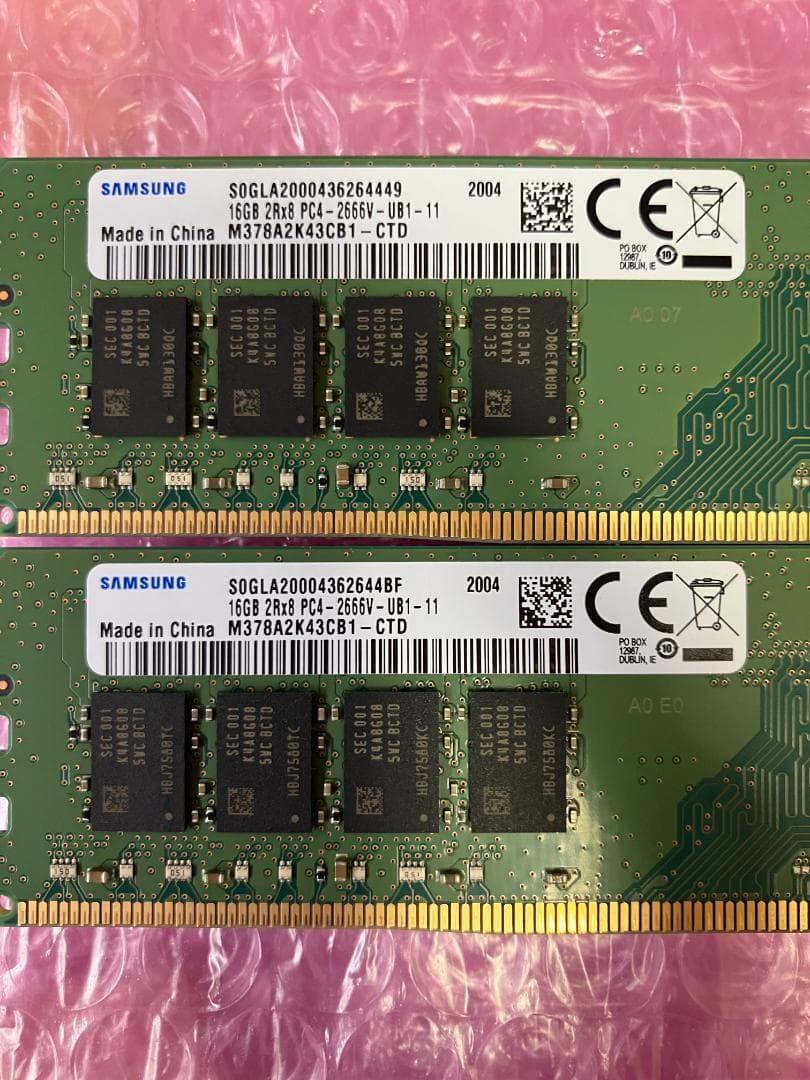 メモリ 16GB×2枚=32GB DDR4-2666 動作保証 0412