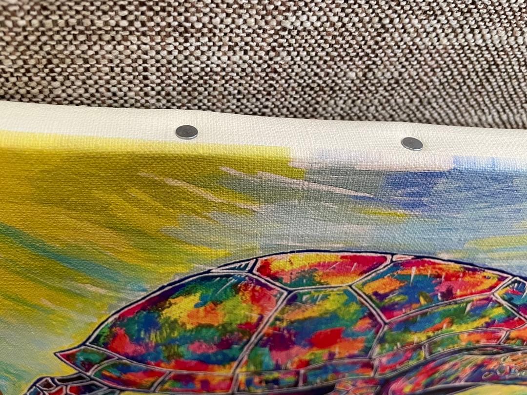 カラフルなウミガメの複製原画　キャンバスアート 現代アート　ハワイ　動物画