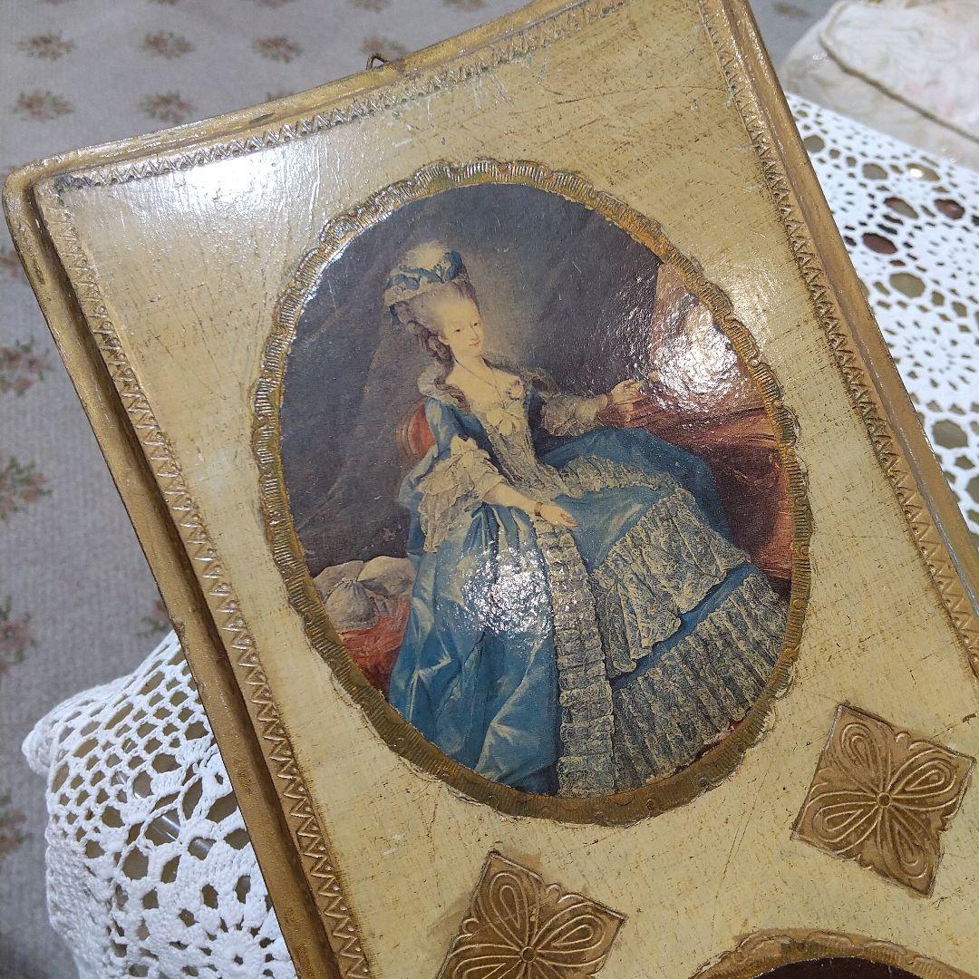 アンティーク 壁掛 木製 肖像画 34.5×16×1㎝ フランス調