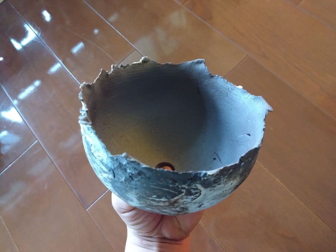Takero 手作り 黒い陶器ボウル　ちぎりボール　タケロウポット