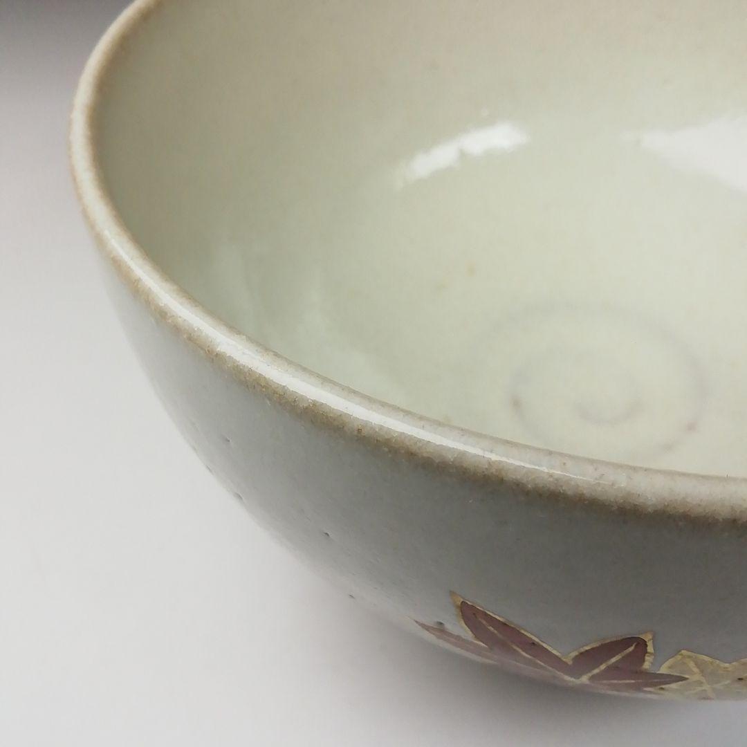 Ｔ６４３　茶碗　『紅葉』『赤膚焼』『赤膚山　大塩正人 造』　共箱　抹茶碗　茶道具