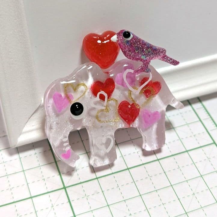 ゾウ（リメイク）レジンヘアゴム　仲良し