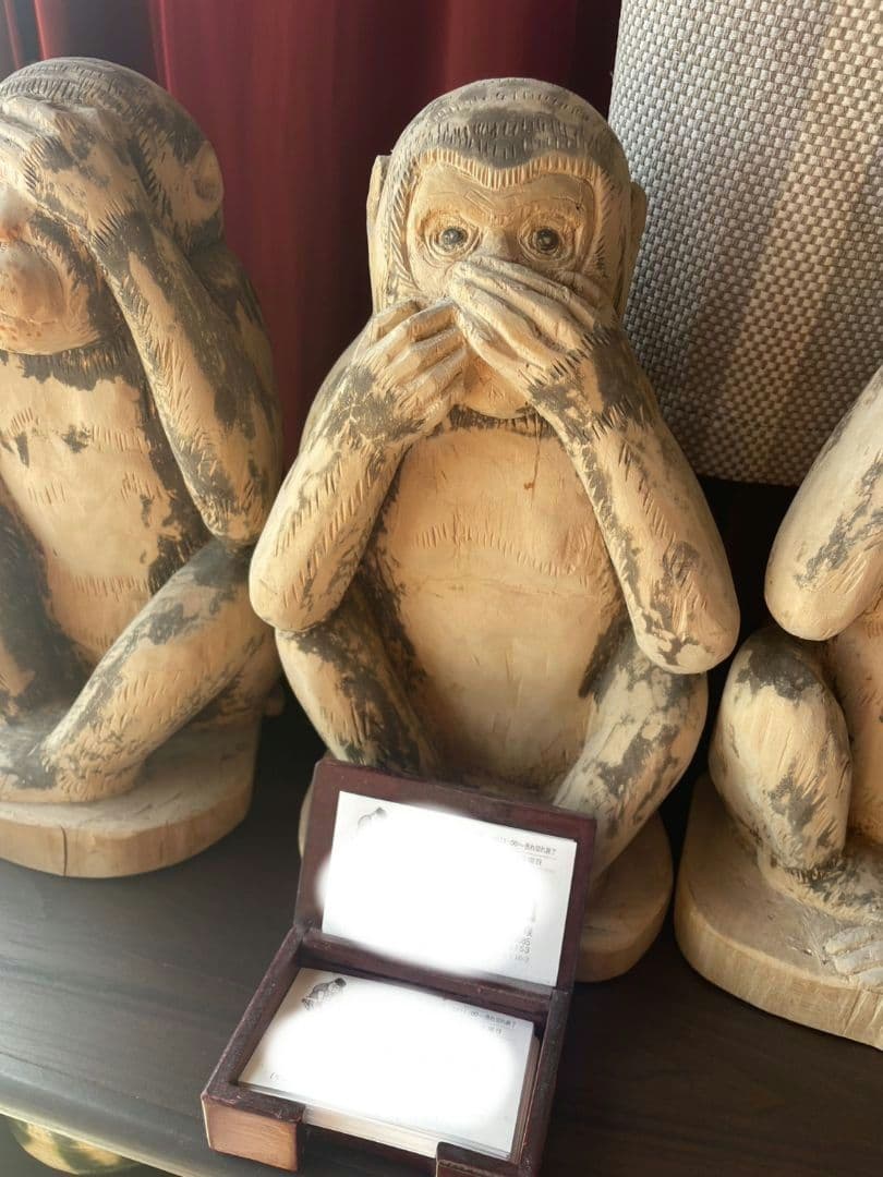 特大　木製　猿の置物　縁起物