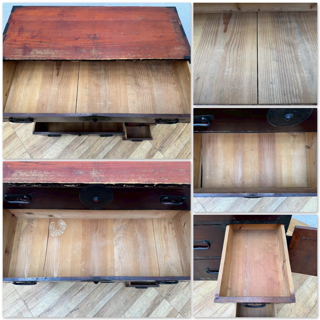T1637☆時代箪笥　和箪笥　アンティーク　古民家　古家具　衣装箪笥　収納　金具