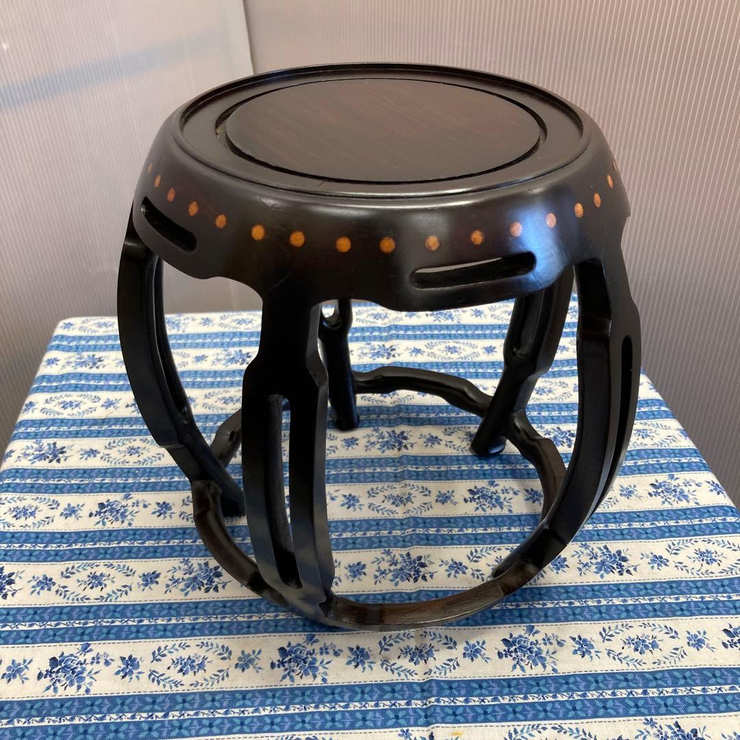 骨董品　茶道具　香炉台(木製•丸形•5本脚)　ダンボール箱　S169KRD