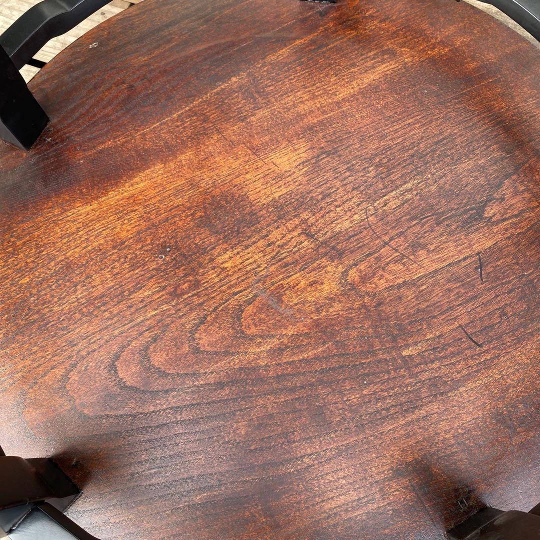 時代物 昭和レトロ 四つ脚ちゃぶ台 黒 古家具 骨董品 円卓 花台