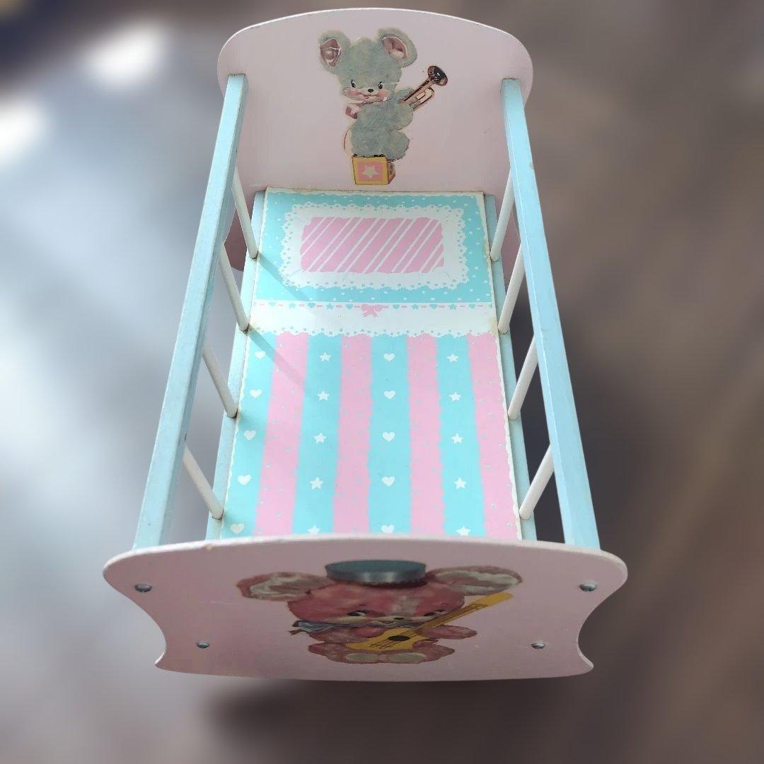 レトロ ぬいぐるみベッド ぬいベッド アンティーク ゆりかごベッド 昭和レトロ